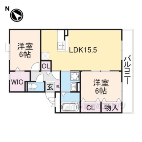 リビングタウン南生駒B(2LDK/3階)の間取り写真