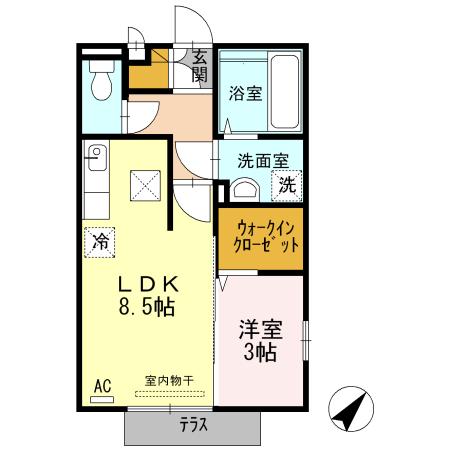 シャレック(1LDK/1階)の間取り写真