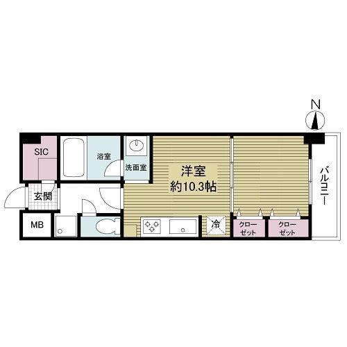 KDX堺筋本町レジデンス(ワンルーム/7階)の間取り写真