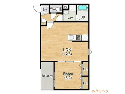 ジーメゾン味鋺エアリー(1LDK/1階)の間取り写真