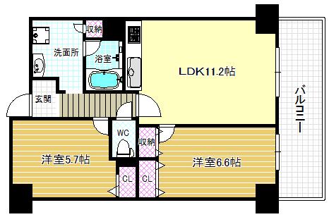 セレンディップ鷺洲(2LDK/4階)の間取り写真