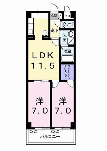 グラン・ルミエール(2LDK/4階)の間取り写真