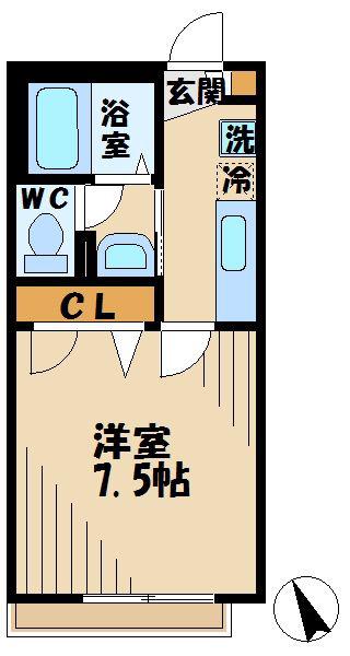 サンヒル II(1K/2階)の間取り写真