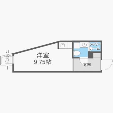 ガレット南福岡(ワンルーム/1階)の間取り写真