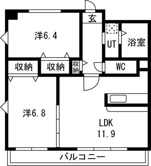 NHオランジュ(2LDK/1階)の間取り写真