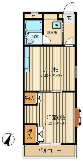 クレールひの(1DK/1階)の間取り写真