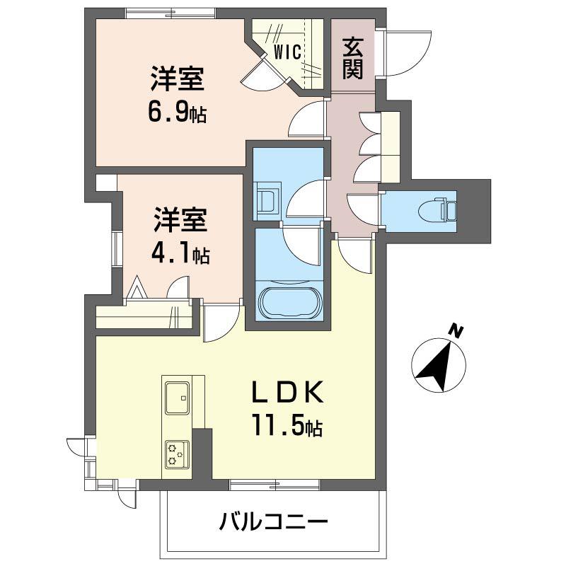 ヴィーブル(2LDK/2階)の間取り写真