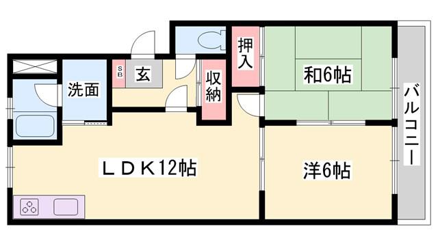 エコーハイツエム(2LDK/1階)の間取り写真
