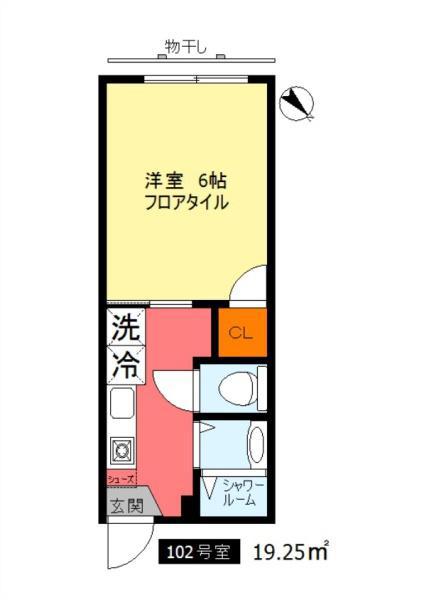 カディ石川台(1K/1階)の間取り写真