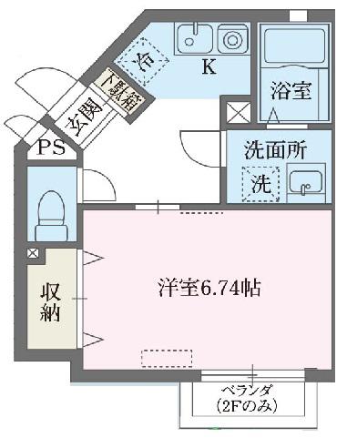 プルヌス宮崎台(1K/2階)の間取り写真