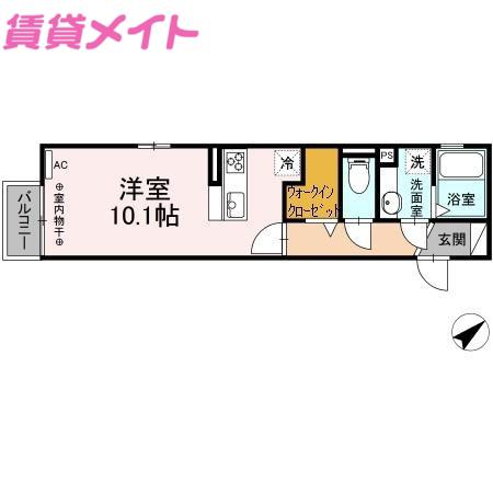 リッツハウス(ワンルーム/2階)の間取り写真