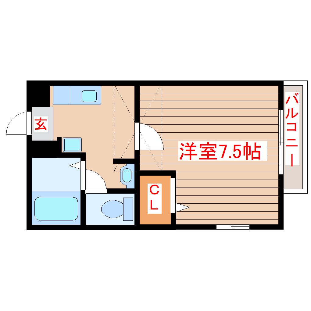 Kハウス伍番館(1K/1階)の間取り写真