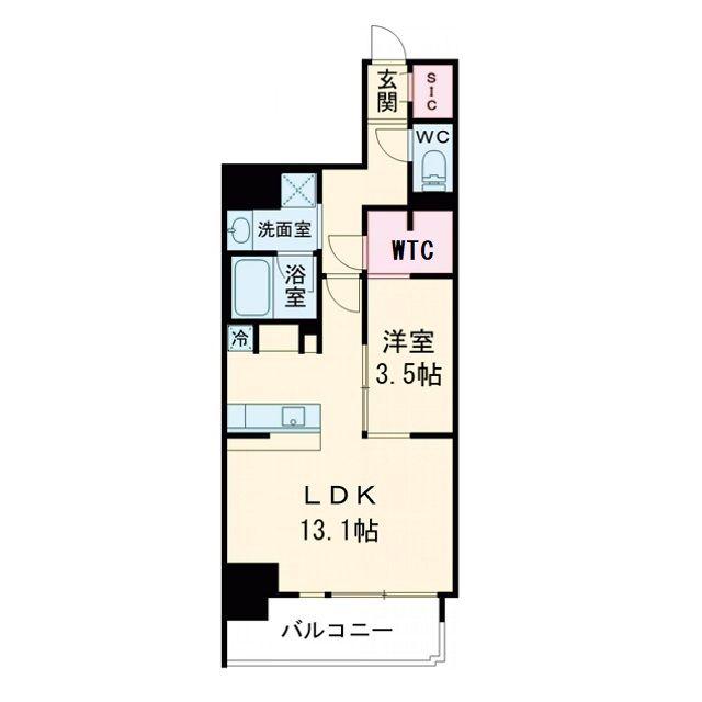 アーバネックス谷町四丁目(1LDK/9階)の間取り写真