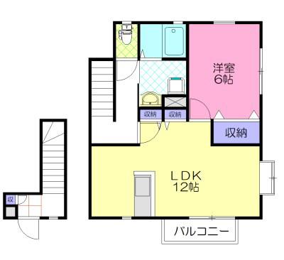 スペランツB(1LDK/2階)の間取り写真