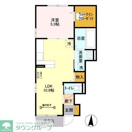 グレイン・ムーン(1LDK/1階)の間取り写真