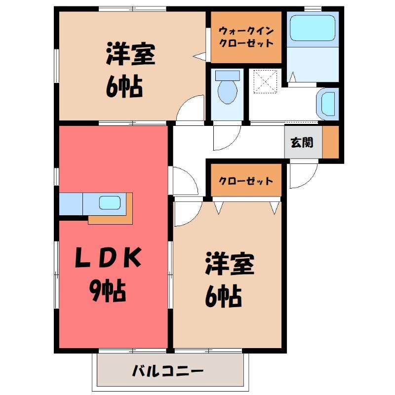 サンフローラB(2LDK/1階)の間取り写真