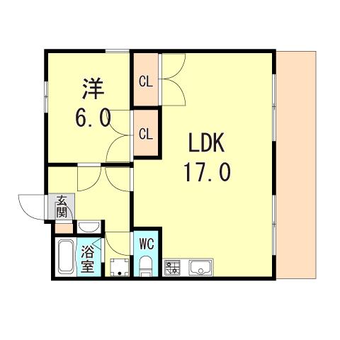 ヴィ フォレストI・II(1LDK/1階)の間取り写真