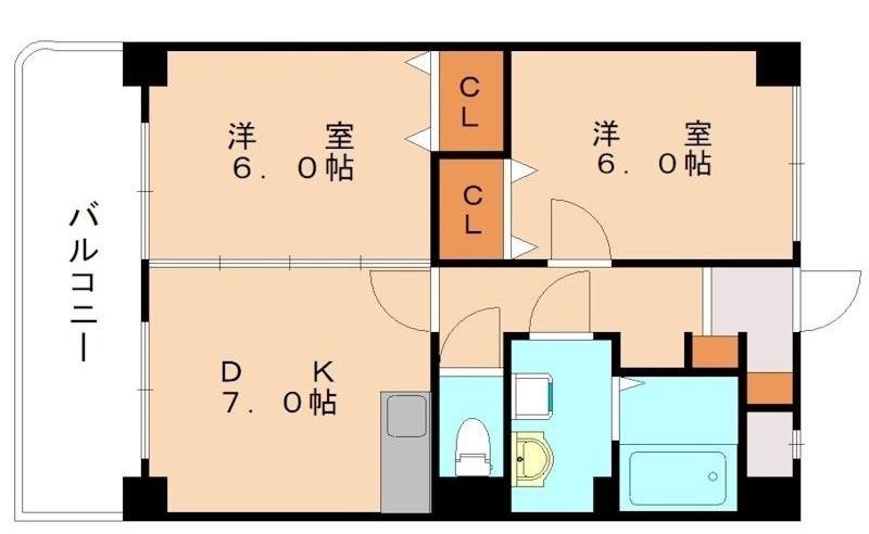 S・フォンティーヌ大橋(2DK/5階)の間取り写真