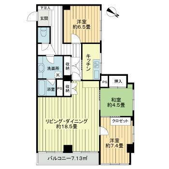 ドミール五番町(3LDK/11階)の間取り写真