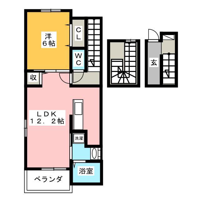 カーサ・アンダンテII(1LDK/3階)の間取り写真