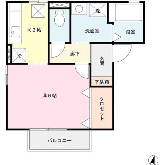 サンフェルティ A棟(1K/1階)の間取り写真