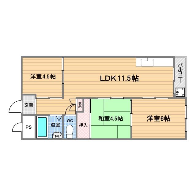 コンコード甲子園(3LDK/4階)の間取り写真