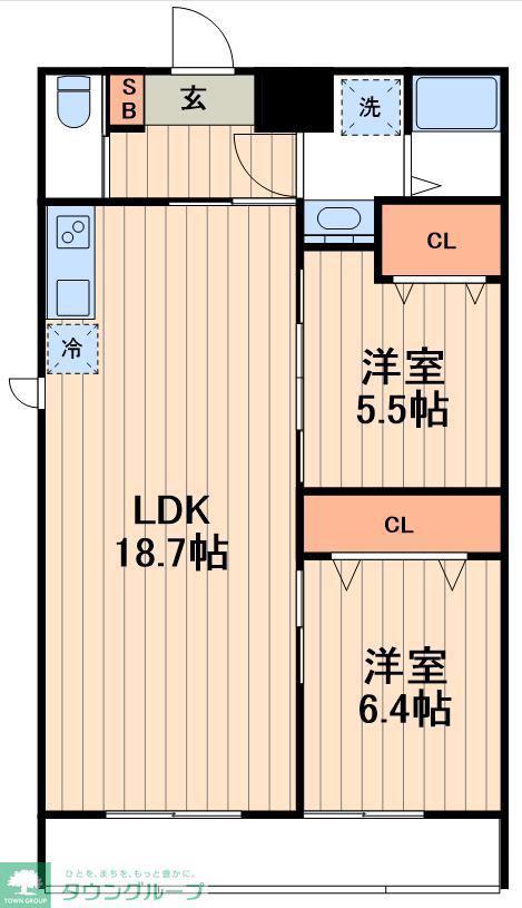 ミラトーレ押上(2LDK/1階)の間取り写真
