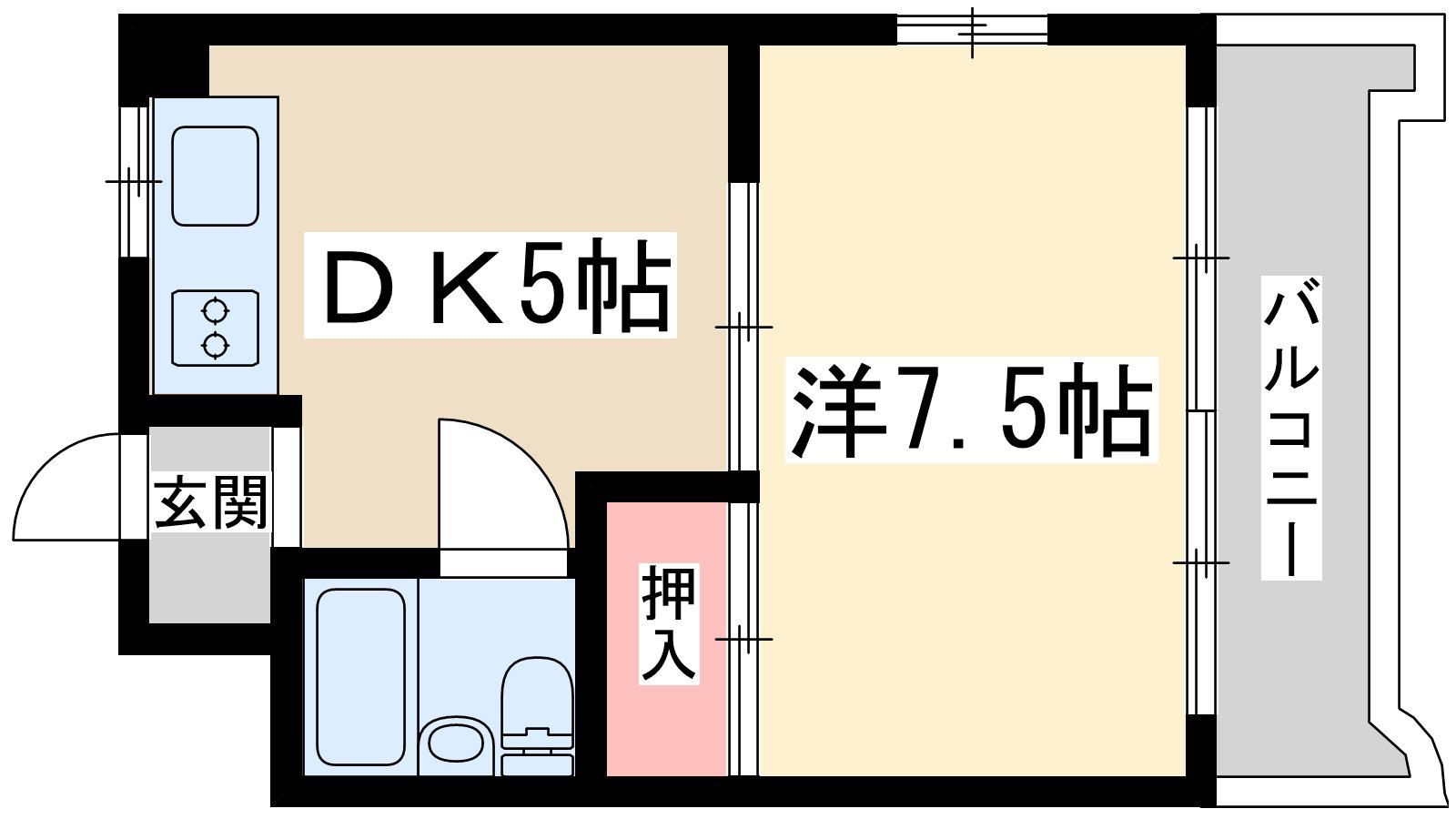 ハイツメルローズ(1DK/8階)の間取り写真