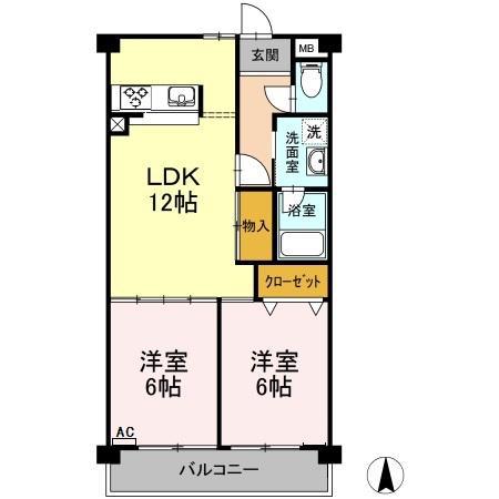 コーラル半田(2LDK/3階)の間取り写真