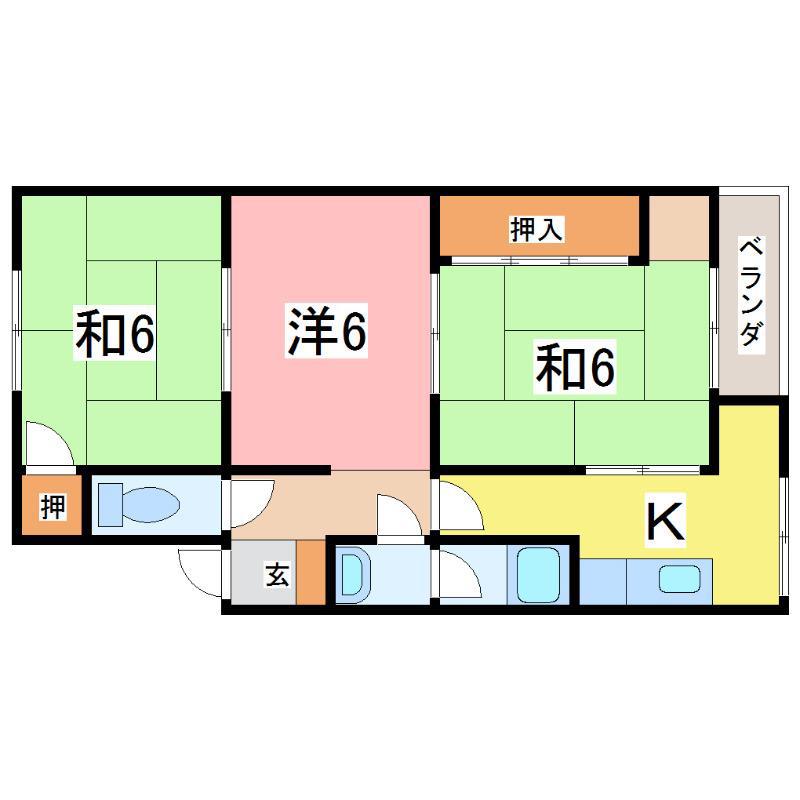 レイユール成和(3K/4階)の間取り写真