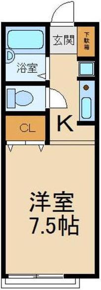 フレア北中振(1K/2階)の間取り写真