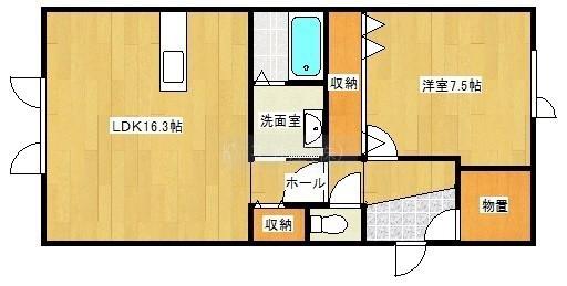 ノースBLUE(1LDK/2階)の間取り写真