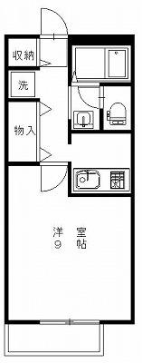 陽だまりハイツ2000C(1K/1階)の間取り写真