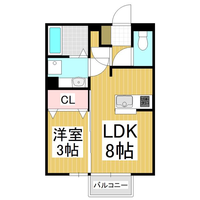 ALICE GARDEN NAKAJIMA B(1LDK/2階)の間取り写真