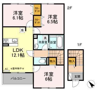 アネシス土瓜(3LDK/2階)の間取り写真