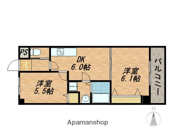 グランパシフィック寺田町(2DK/4階)の間取り写真