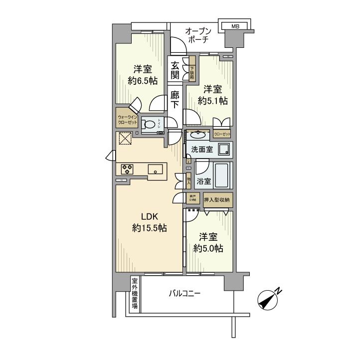 プラウドシティ仙川(3LDK/8階)の間取り写真