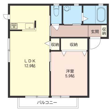 ソレアード(1LDK/2階)の間取り写真
