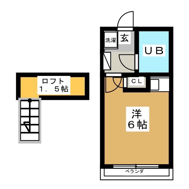 ヒルズ リビエラII(ワンルーム/2階)の間取り写真