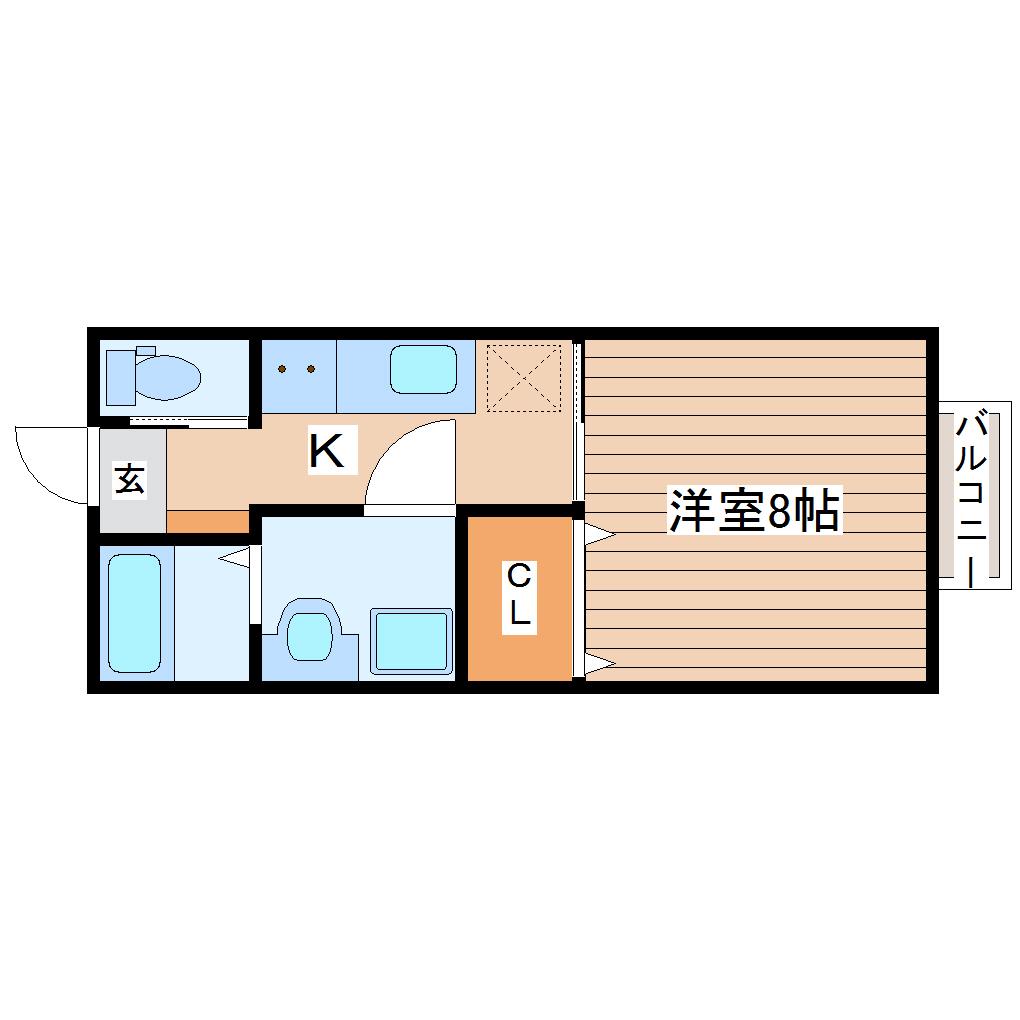 アールアイ黒松(1K/1階)の間取り写真