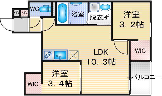 REGALEST DUO(2LDK/2階)の間取り写真