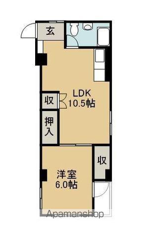 野口ビル(1LDK/2階)の間取り写真