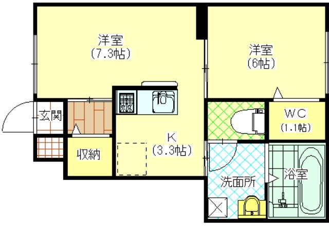 ラガール(1LDK/1階)の間取り写真