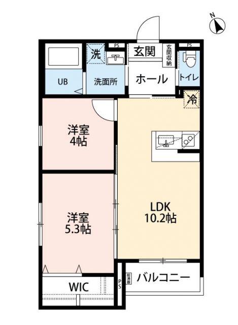 サクラテラス 箱崎宮(2LDK/1階)の間取り写真