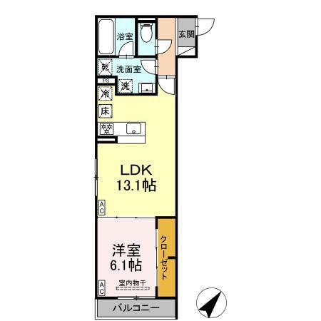 キクロス(1LDK/1階)の間取り写真