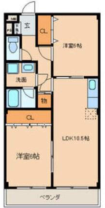 パーク小倉(2LDK/4階)の間取り写真