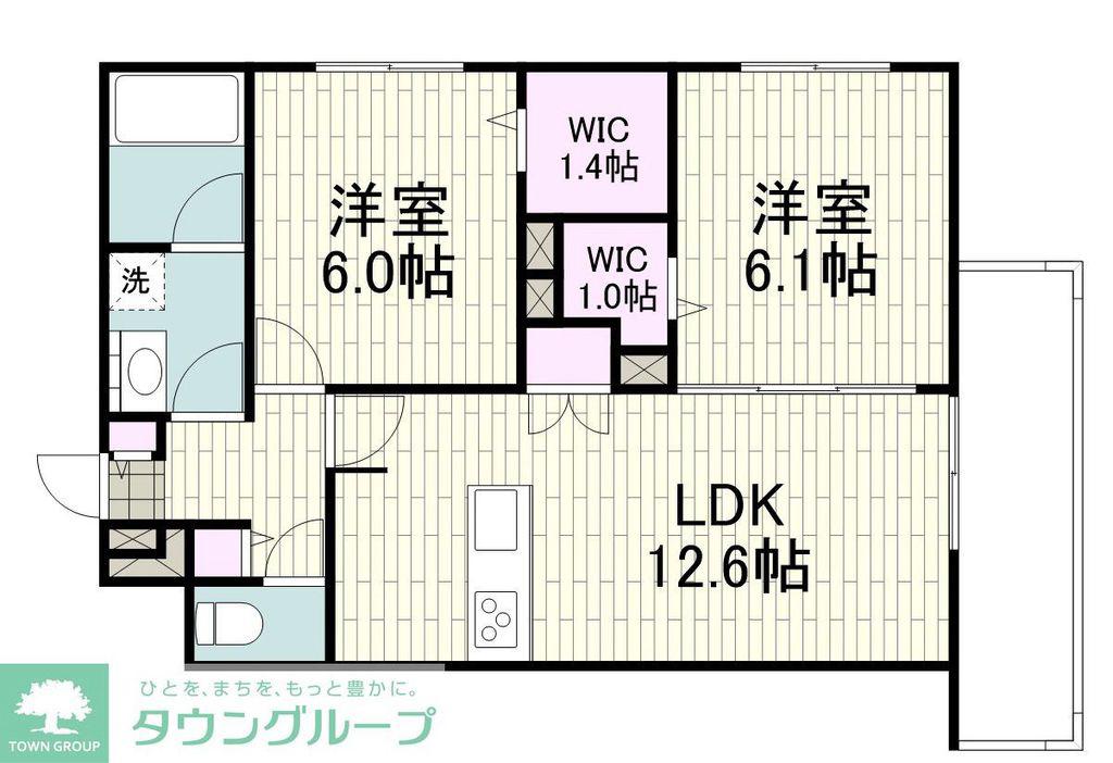 MAISON GREEN NOA(2LDK/1階)の間取り写真