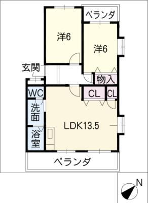 アネックス若葉(2LDK/2階)の間取り写真