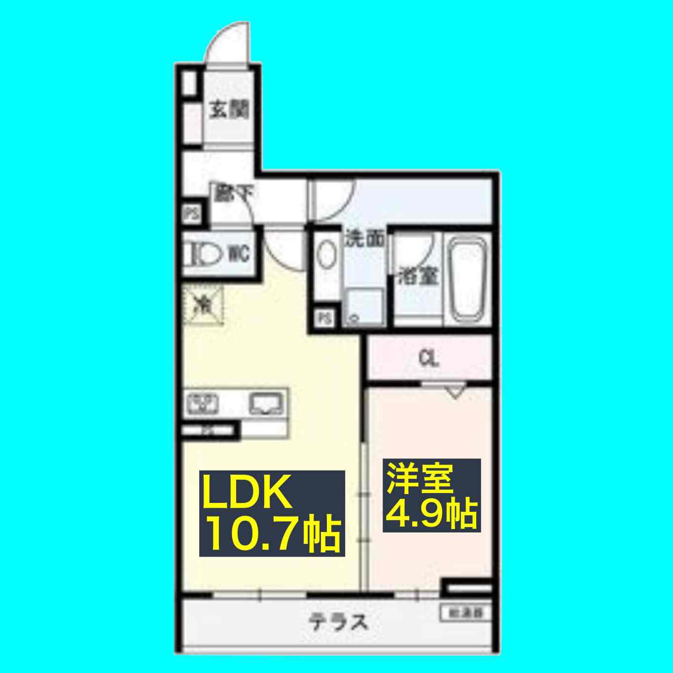 LUVITA新福寺町(1LDK/1階)の間取り写真