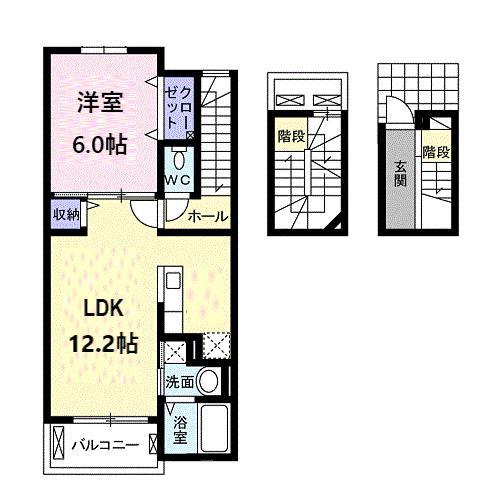 マサキヤC(1LDK/3階)の間取り写真